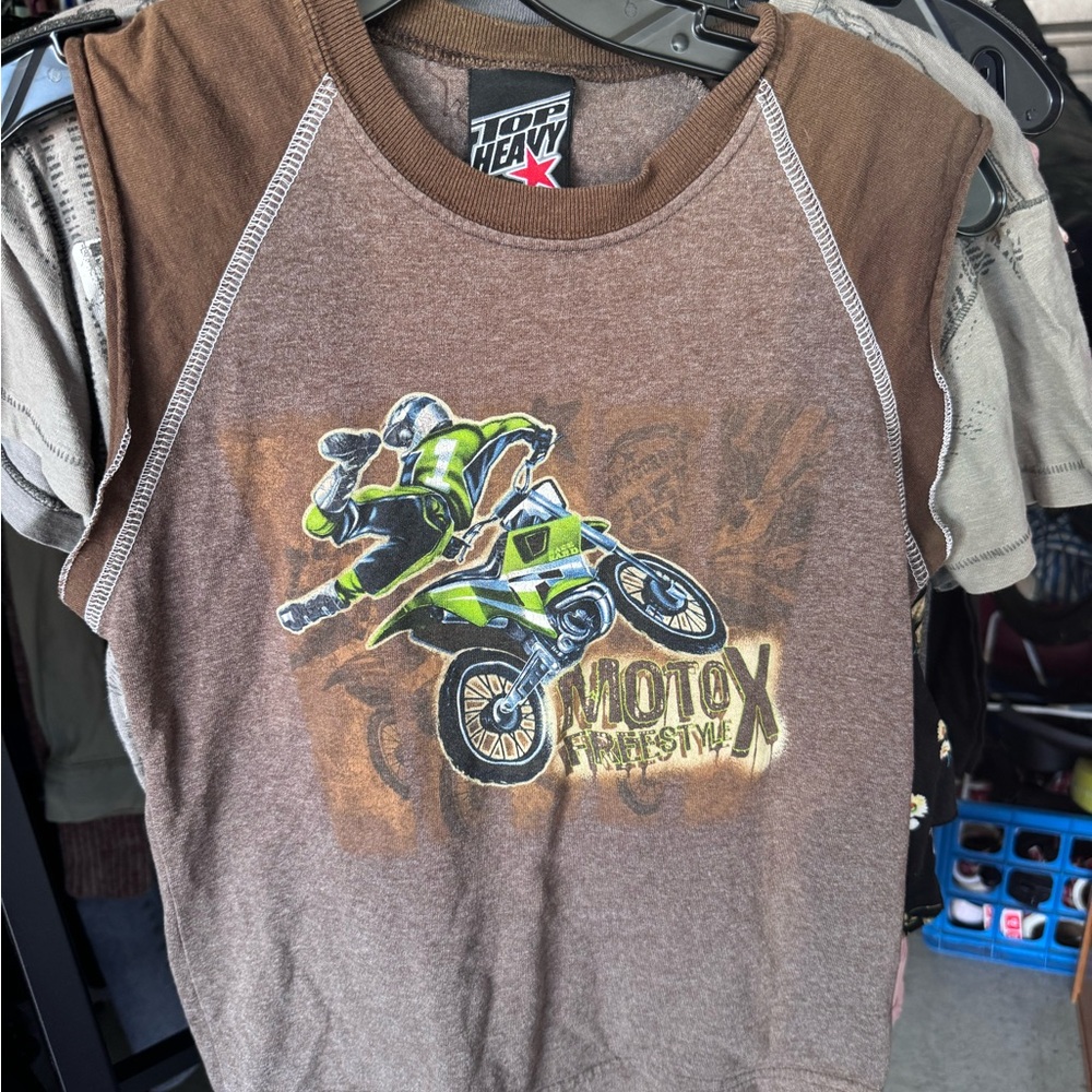 Brown Kids Motocross T-Shirt